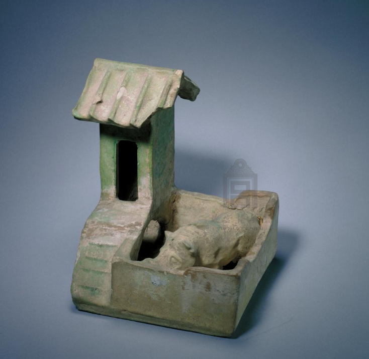 Green-glazed Pigsty Model · 陶绿釉猪圈