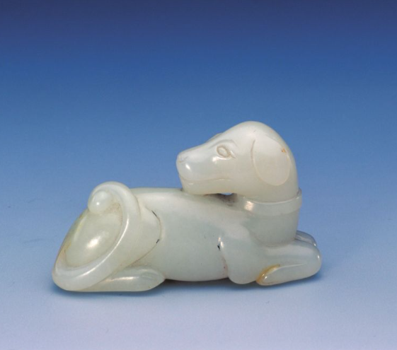 White Jade Recumbent Dog · 白玉卧狗